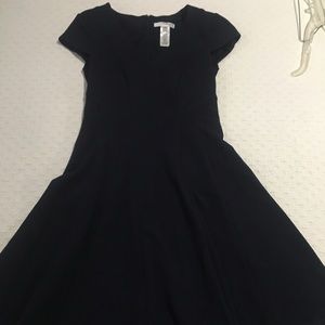 Navy blue fit and flair dress
